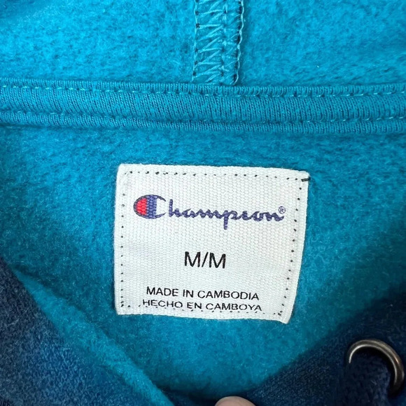 Champion Hoodie Blue & Black Tie-Dyed Pullover Hoodie Size M - Picture 5 of 7